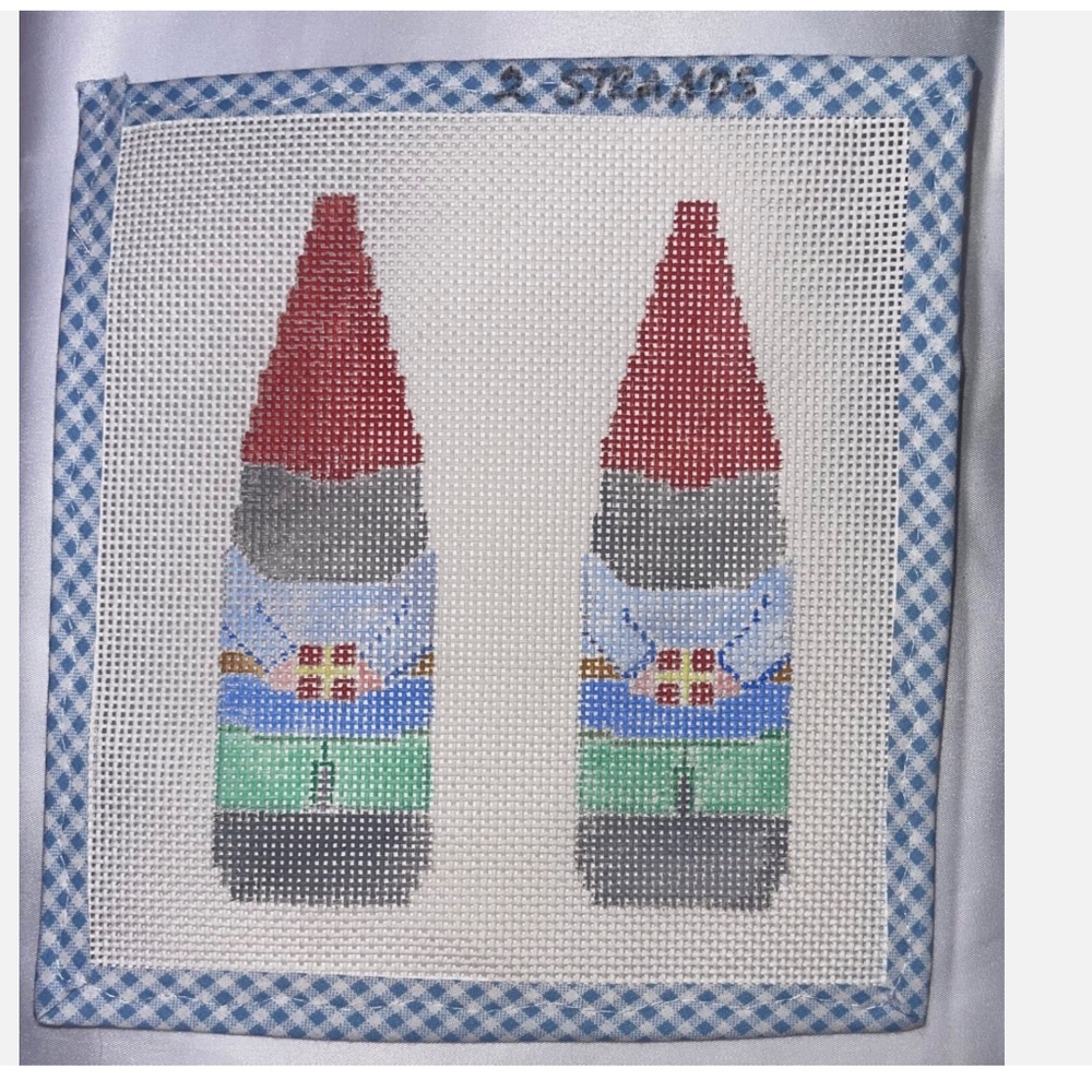 Gnome Hand Painted Needlepoint Canvas Christmas Home Deco Red Blue Green Black